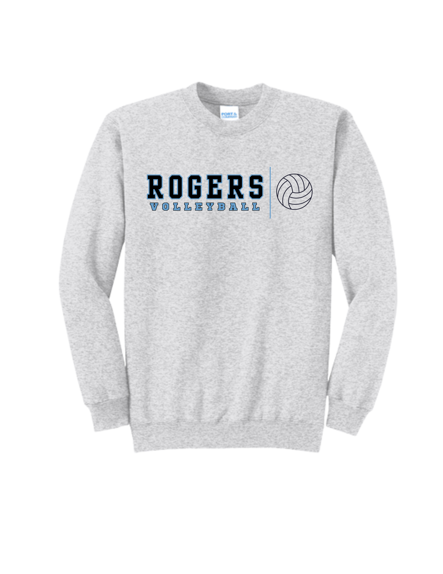 Rogers Volleyball P&C Core Fleece Crewneck Sweatshirt Banner Ball Logo
