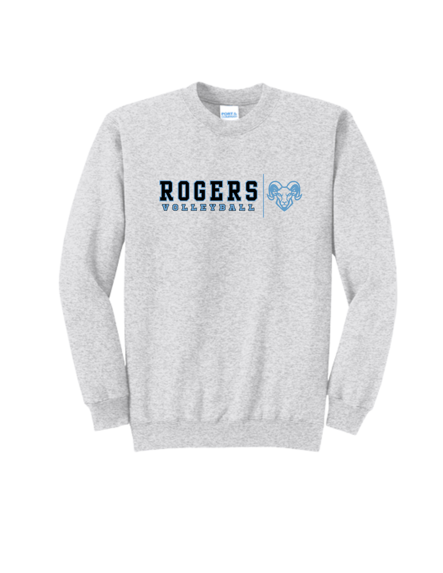 Rogers Volleyball P&C Core Fleece Crewneck Sweatshirt Banner Ram Logo