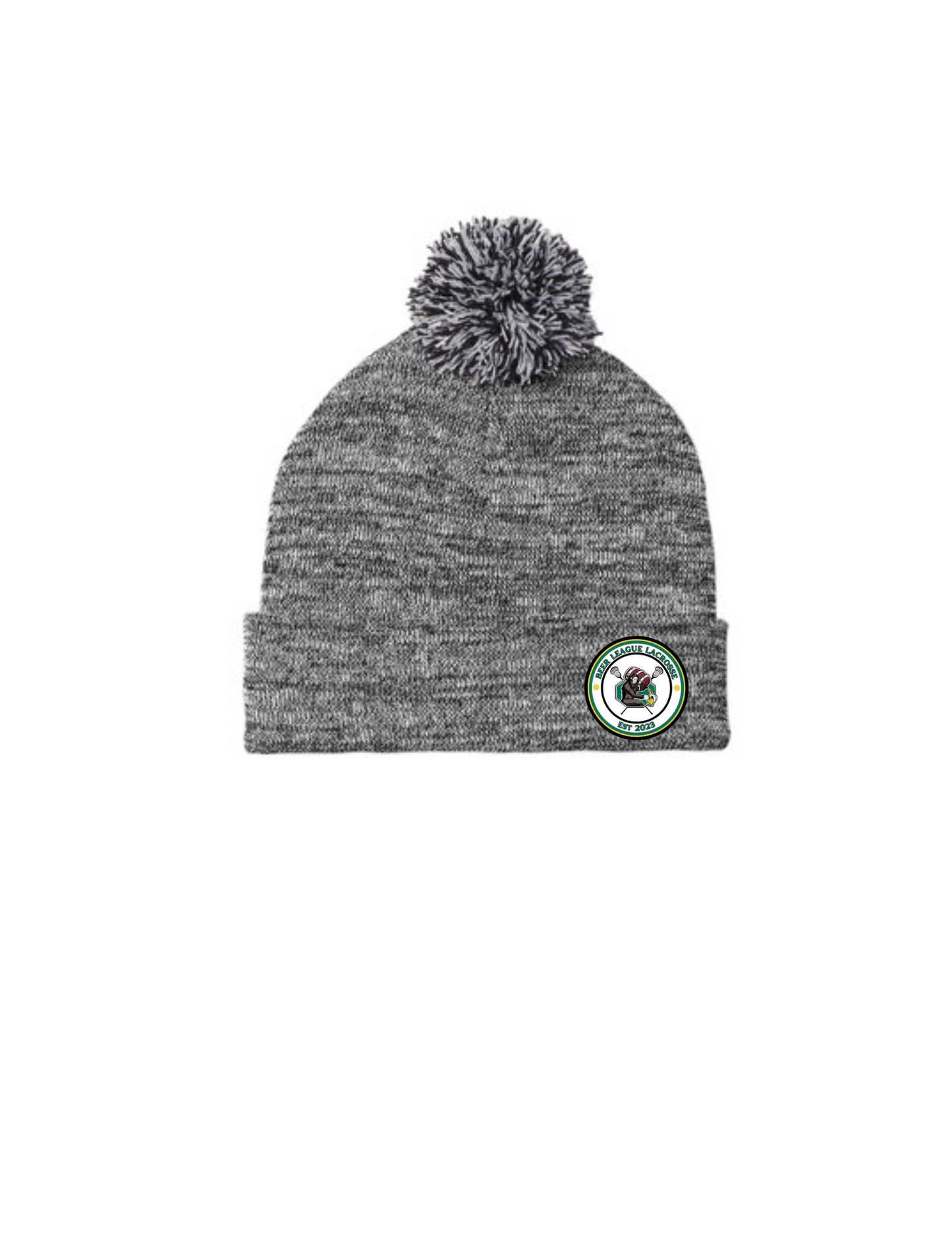 BeerLeague Lacrosse Grey Heather SportTek Pom Beanie