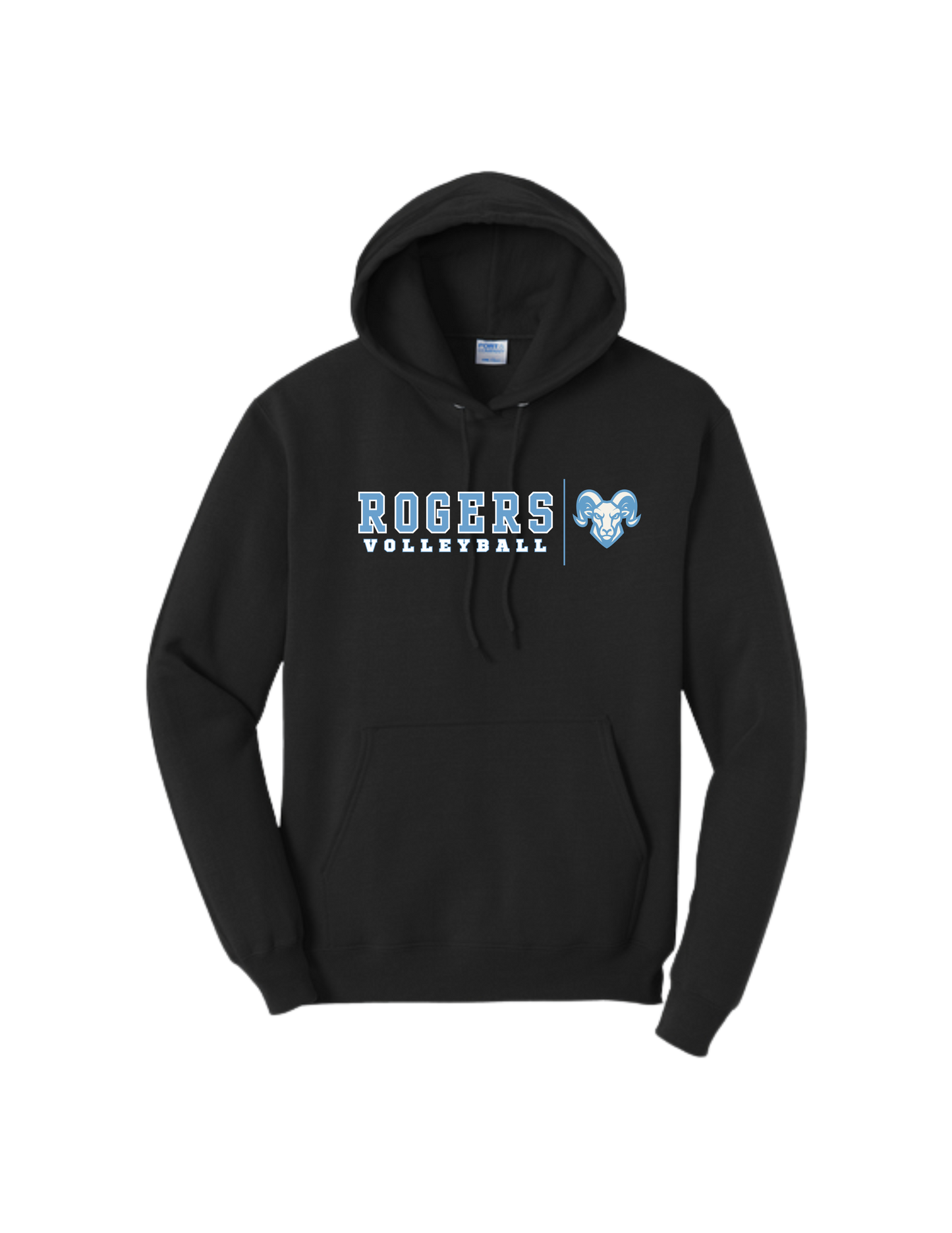 Rogers Volleyball P&C Core Hooded Sweatshirt Banner Ram Logo