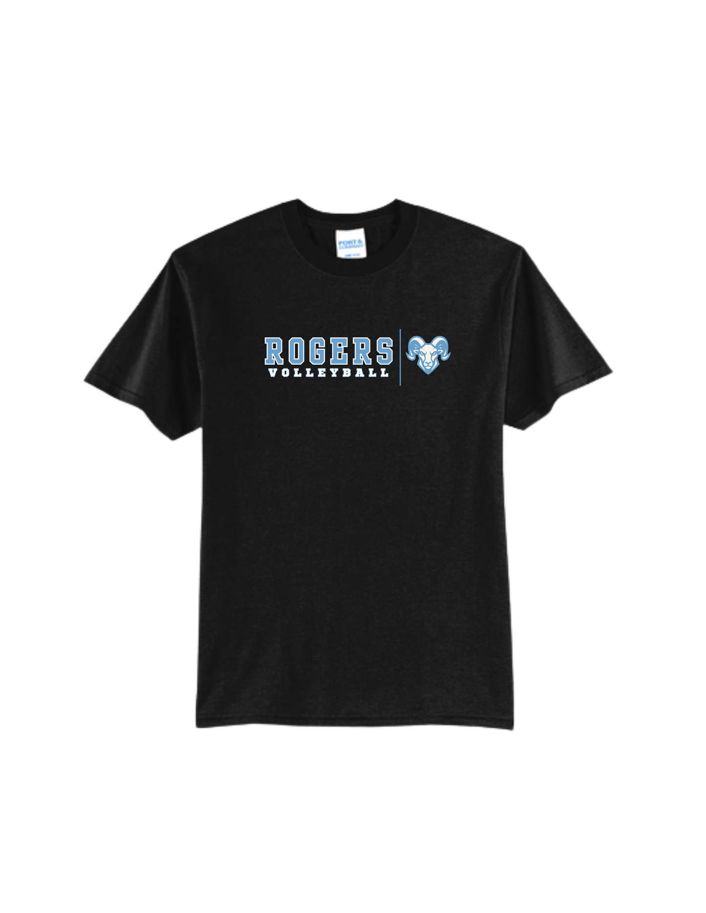 Rogers Volleyball P&C Core Blend Tee Banner Ram Logo