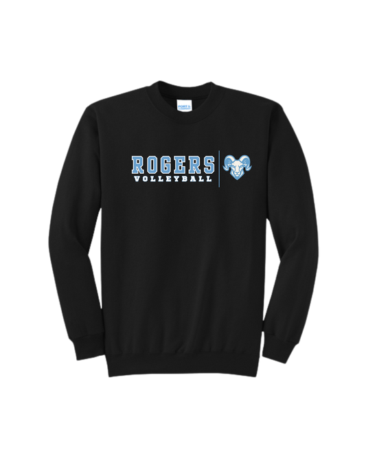 Rogers Volleyball P&C Core Fleece Crewneck Sweatshirt Banner Ram Logo